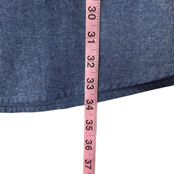 Linea Uomo Men 3X Cotton Blue Chambray Short Sleeve Button Down Shirt Pockets - Picture 10 of 10